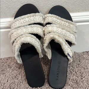Rothy's Triple Band Sandal in Sea Shell Fringe